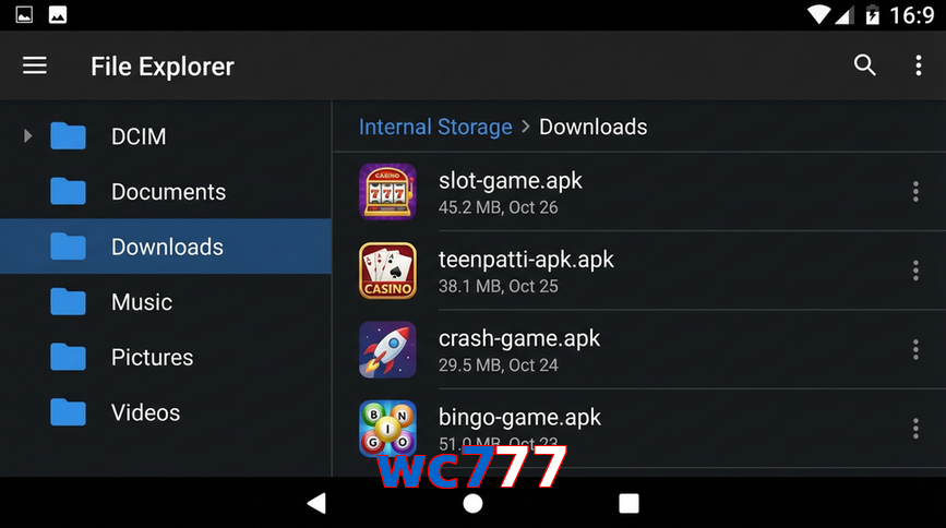 Main screen of Wc777 gameapk page for PK players